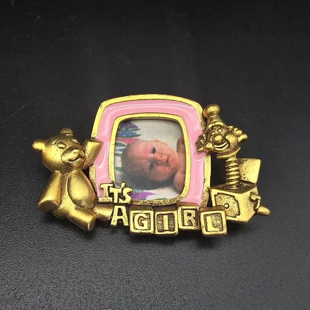 Danecraft It's A Girl Photo Frame Brooch Birth Announcement Gender Reveal